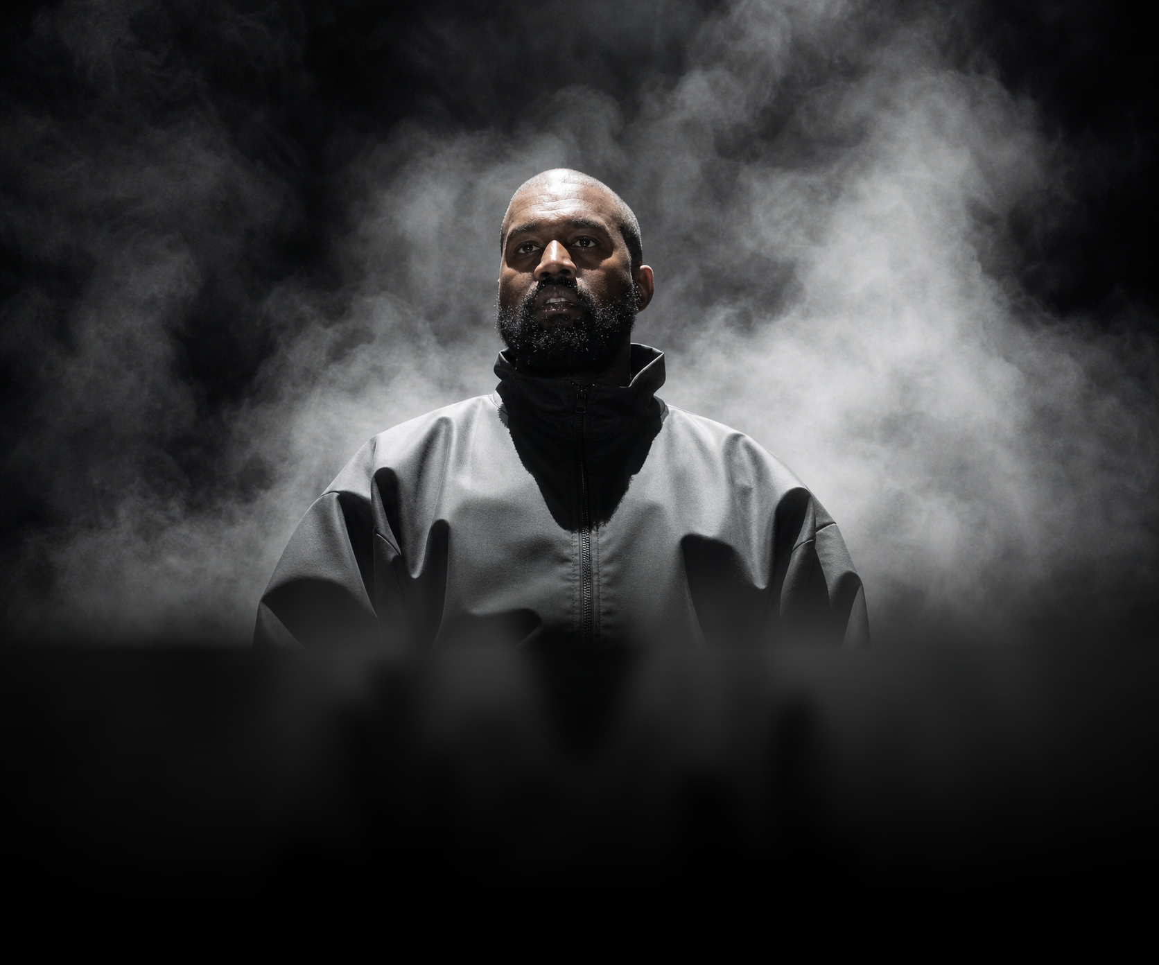 Cinematic smoke-filled artist portrait
